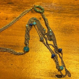 Gold and blue layered necklace